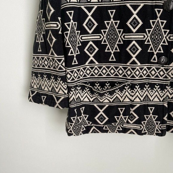 Chico's Design 2 Black Ivory Aztec Southwestern Print Knit Jacket - Picture 3 of 5